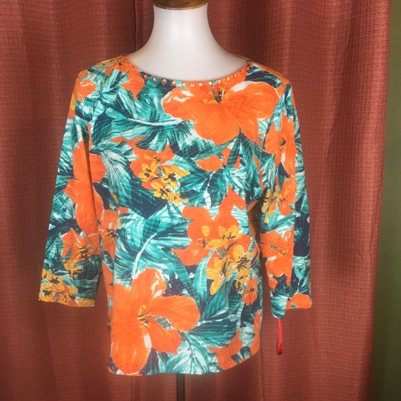 Ruby Rd. Tops - Ruby Rd. Vibrant Tropical Print Top PXL FREE SHIP